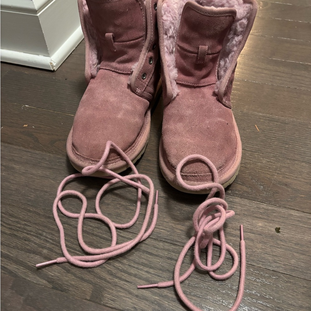 ugh pink lace up boots